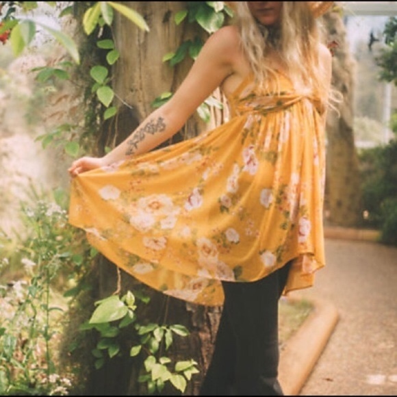 Free People Tops - FREE PEOPLE Mirage Floral Tank Yellow {K36}